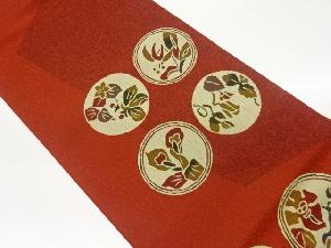 ふくれ織丸文に草葉模様織出し洒落袋帯